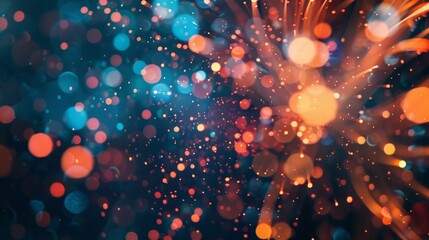  Showcase abstract particles and light trails in motion, creating a dynamic and energetic background for advertising materials.  - obrazy, fototapety, plakaty