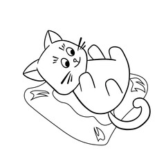 Kids Coloring Pages, Cute Cat Coloring Pages, Cat Character Vector Illustration