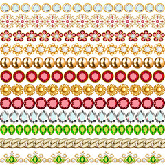 Illustration of seamless background with beads and precious stones borders