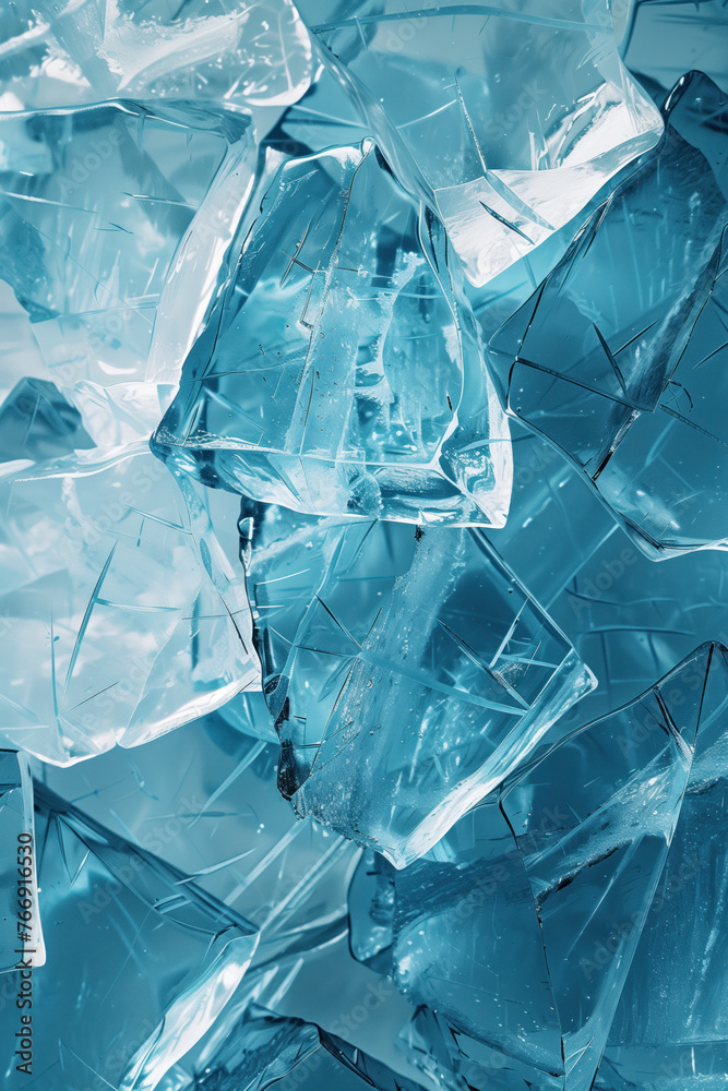 Poster closeup ice cubes texture. background image. created with generative ai technology.