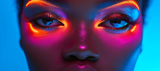 Neon make up, beauty industry background