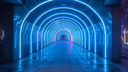LED light tunnel 3D geometric space.
