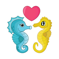 illustration of seahorse couple