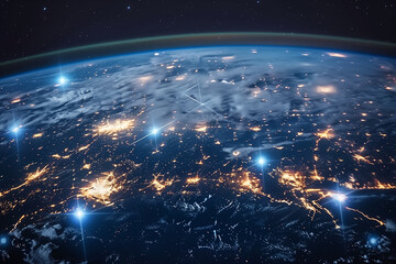 A global network communication spans entire earth