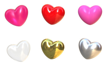 Fototapeta premium 6 heart collection 3d cartoon style colorful heart texture