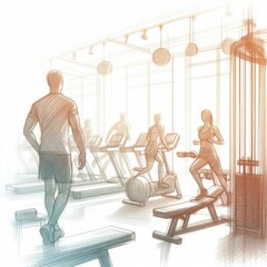 People in gym with Generative AI.