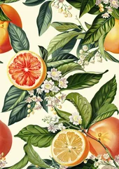 Foto op Canvas A vintage print of bergamot, lemon, grapefruit, Lilly of the valley © Wendelin