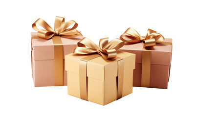 gold color gift box on transparent background