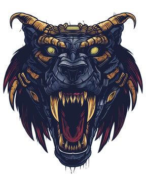 Apep (egypt) face character illustration design, transparent background, PNG file, AI Generated Images