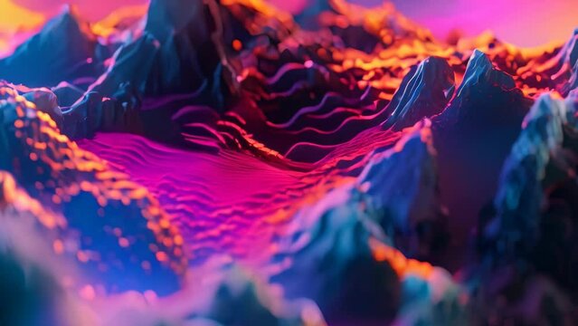 abstract wave mountain background. 4k video