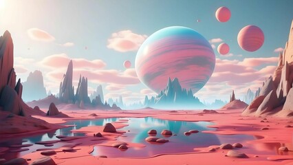 A series of digital landscapes inspired by alien planets, offering a glimpse into imaginative worlds beyond our own.