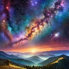 Fototapeta premium Space, galaxies, nebulae, planets, stars, moon, wallpaper, landscape, planet science, colorful colors_21