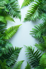 Fototapeta premium White background. Fern branches.