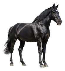 Obraz premium Majestic black horse galloping freely, cut out - stock png.