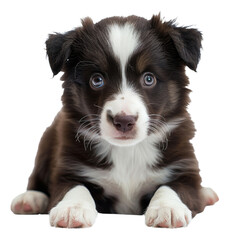 Adorable brown and white puppy, cut out - stock png.