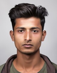 ID Photo: Young Indian man in T-shirt for Passport 05
