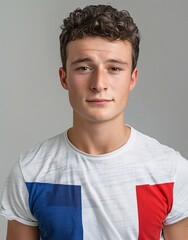 ID Photo: French Man in French Flag-inspired T-shirt for Passport 05