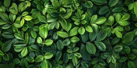 Lush Green Leafy Texture Close-Up - obrazy, fototapety, plakaty