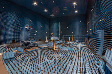 Anechoic chamber with special equipment for various experiments.
