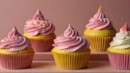cupcake with frosting and sprinkles, ai generated