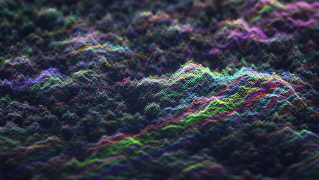 Flowing 3D multicolored digital sound waves or data analysis process. Abstract concept of big data, artificial intelligence and machine learning. Visualization of digital equalizer 4K looped video