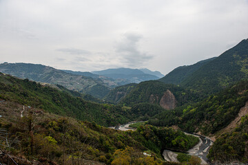 Fototapeta na wymiar Lishan Mountains in Taichung of Taiwan