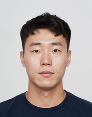 ID Photo: South Korean Man in T-shirt for Passport 05
