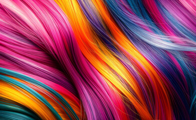 Chromatic Elegance: Close-Up of Vivid Hair Strands