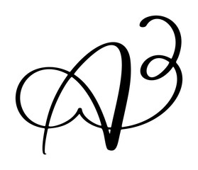 Hand drawn vector calligraphy letter A. Script font. Handwritten brush style flourish