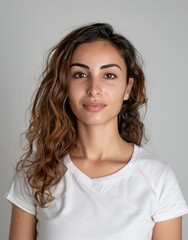 Fototapeta premium ID Photo: Algerian Woman in T-shirt for Passport 01