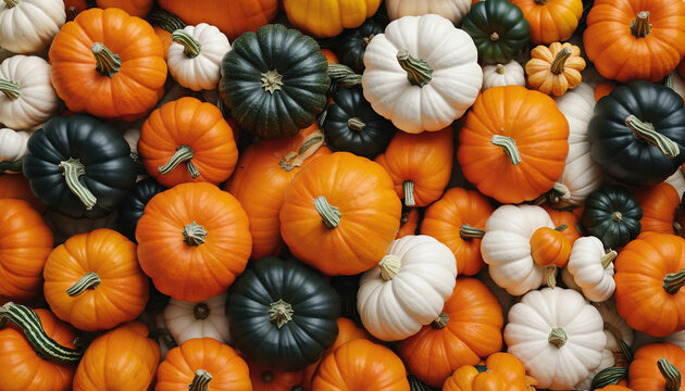 Collection of pumkins colorful background