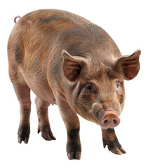 Adult pig standing on transparent background - stock png.