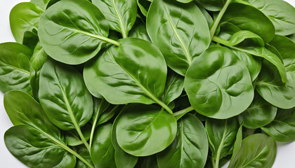Set spinach leaves isolated on white background colorful background