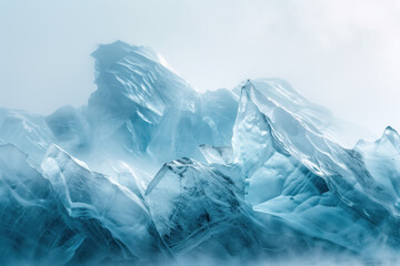 Surreal ice glacier landscape. Background image. Created with Generative AI technology.