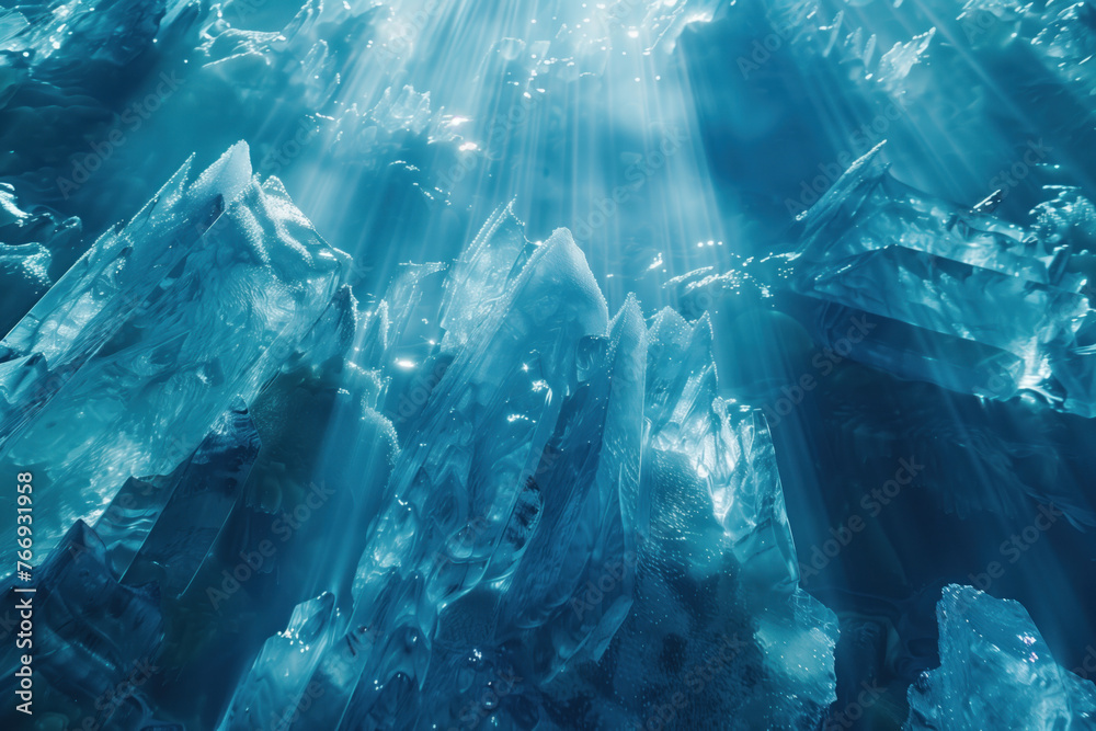 Poster closeup ice surface texture. background image. created with generative ai technology.