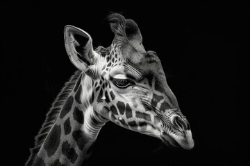 A young giraffe in an animalistic portrait