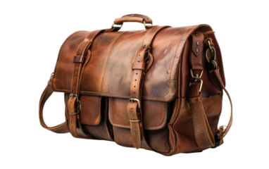 Leather Satchel in Earthy Brown HueLeather Satchel in Earthy Brown Hue isolated on transparent Background