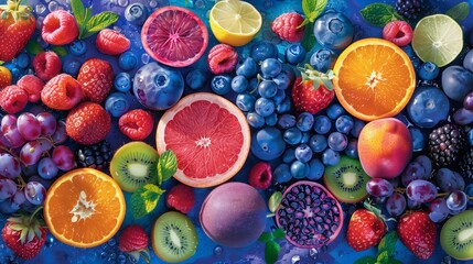 Fototapeta na wymiar Colorful summer fruit background. Assortment of healthy fruits. healthy eating and summer concept.