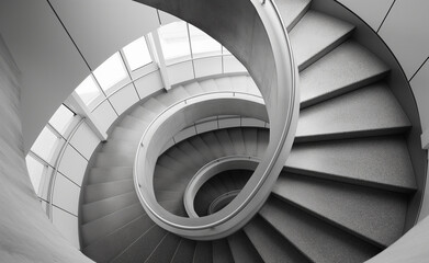 Fototapeta premium Ascending Spirals: Exploring a Building's Staircase