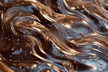 Generative ai on the theme of beautiful tasty liquid chocolate on wave abstract dark background