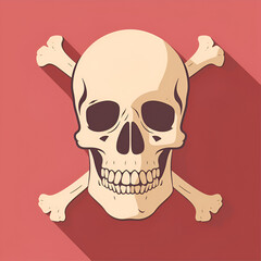 Crossbones and skull death flat vector icon for apps and games.  Generative AI
