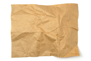 Brown crumpled paper isolated on white background