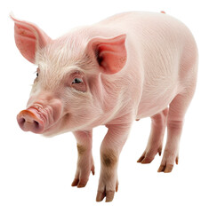 Young pink piglet, cut out - stock png.