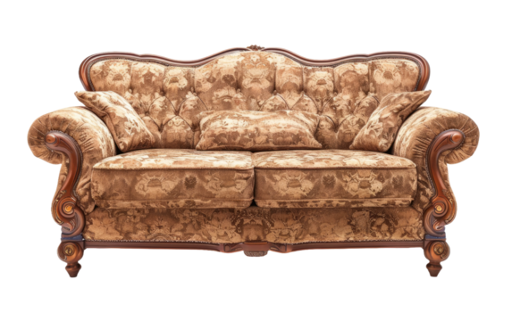 Vintage Soft Classic Sofas isolated on transparent Background