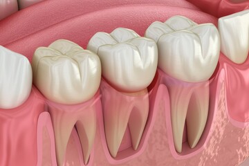 A tooth in 3D undergoing a soft tissue graft to cover exposed roots and lessen sensitivity