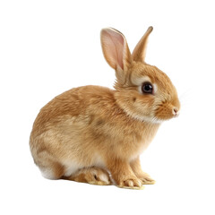 Obraz premium Brown rabbit sitting quietly, cut out - stock png.