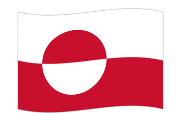 Waving flag of the country Greenland. Vector illustration.