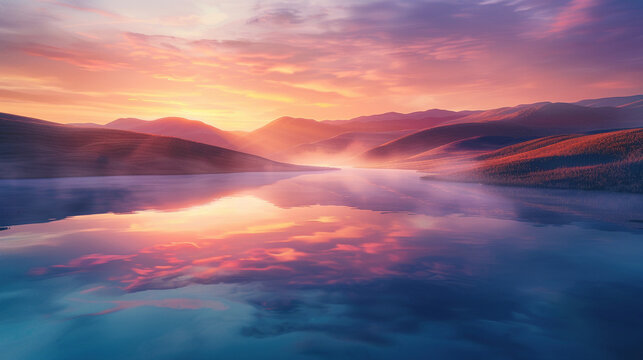 Serene Dawn: A Tranquil Morning Landscape