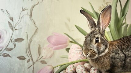 Obraz premium vintage easter bunny backdrop 