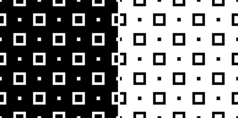 Set of Seamless Geometric Squares and Dots Black and White Patterns.  - 766937945